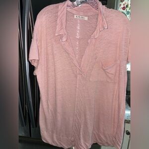 We The Free Light Pink Collared Shirt LARGE EUC Light weight Free People